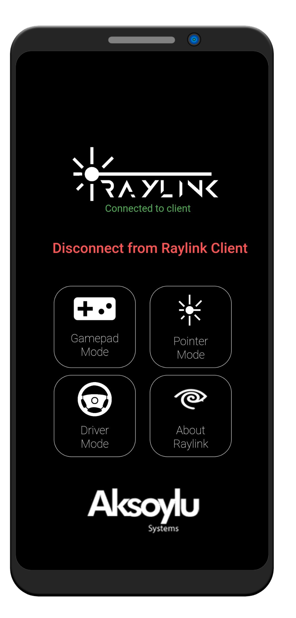 Raylink Mobile when connected to RaylinkPC Client